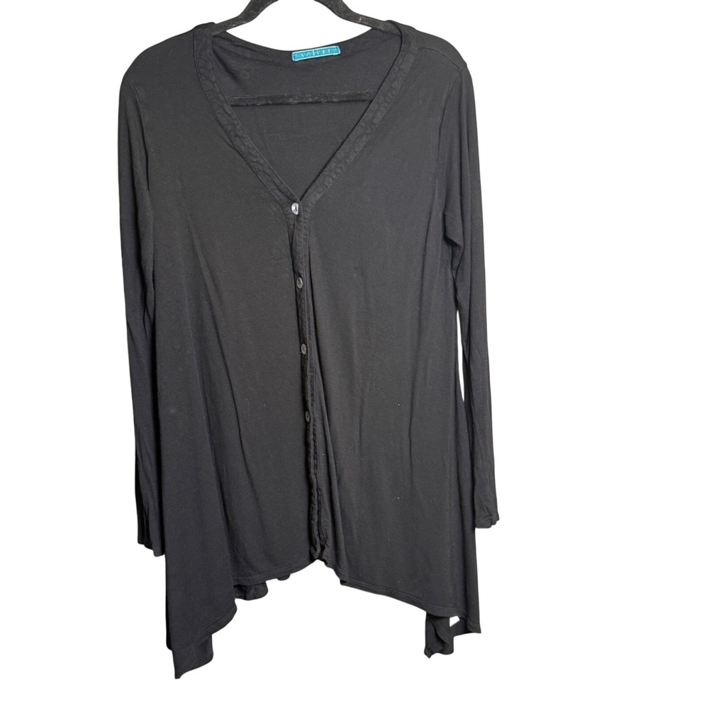 Velvet Cardigan Top Women L Black Flowy Whimsygoth Coquette Boho Chic Minimalist